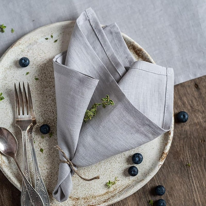 Moss Green Linen Handmade Napkins for Dining Table Decoration Dinner and Wedding - Image 5